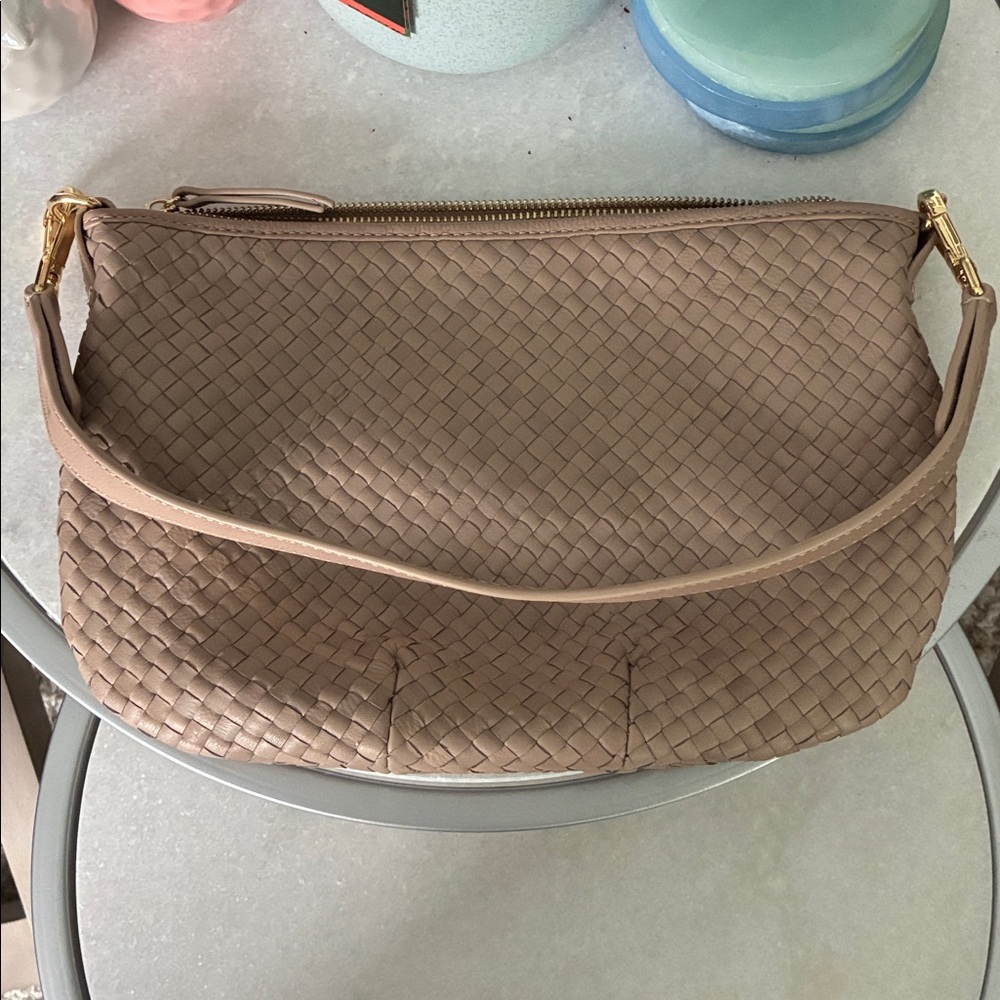 Quince Woven Crossbody Bag in Light Taupe